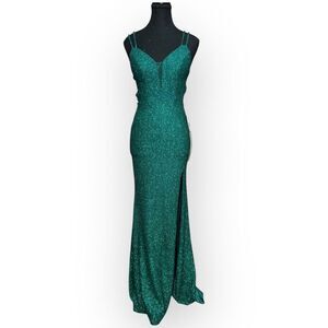 NWT City Triangles Womens Glitter Jersey Knit Gown Green Size 3